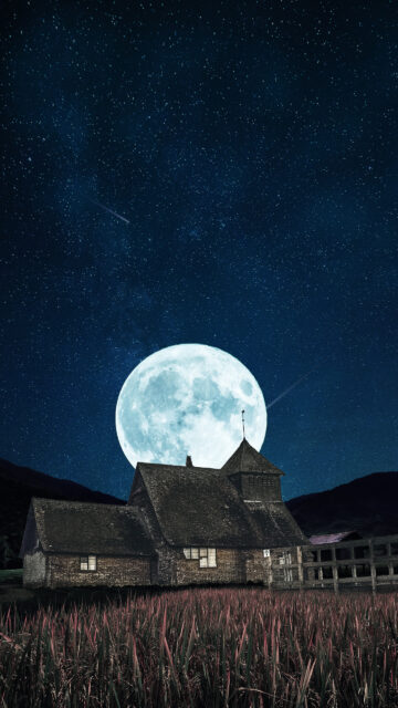 Ethereal Full Moon Night Sky Spiritual Manifestation Phone Wallpaper