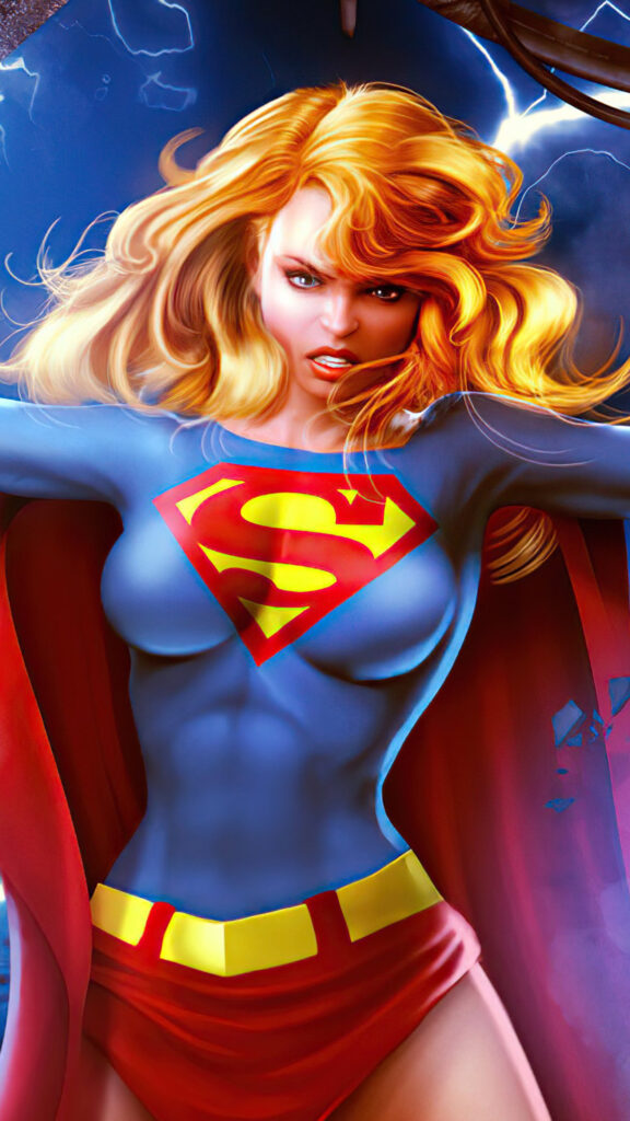 Supergirl Empowered Heroine Cinematic Style Digital Mobile Wallpaper