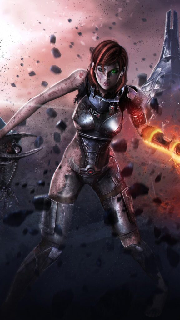 Battle-Worn Female Commander Sci-Fi Mobile Wallpaper