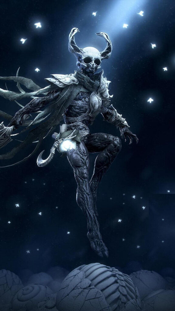 Dark Fantasy Bone Knight Abstract Mobile Wallpaper