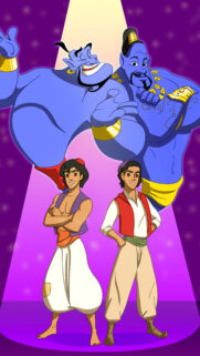 Classic and Live-Action Aladdin and Genies Mobile Wallpaper
