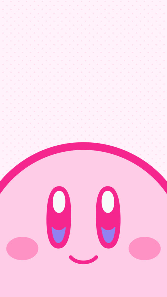 Cute Pink Kirby Minimalist Mobile Wallpaper