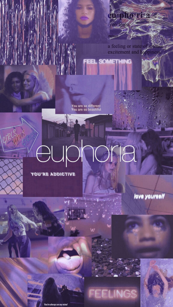 Euphoria Aesthetic Collage Purple Theme Mobile Wallpaper