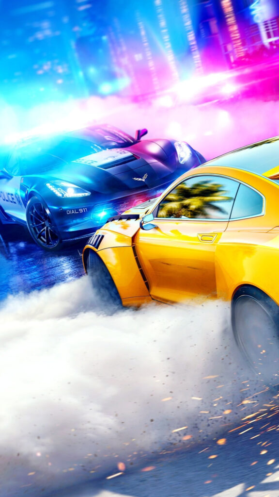 High-Speed Police Chase Mobile Wallpaper