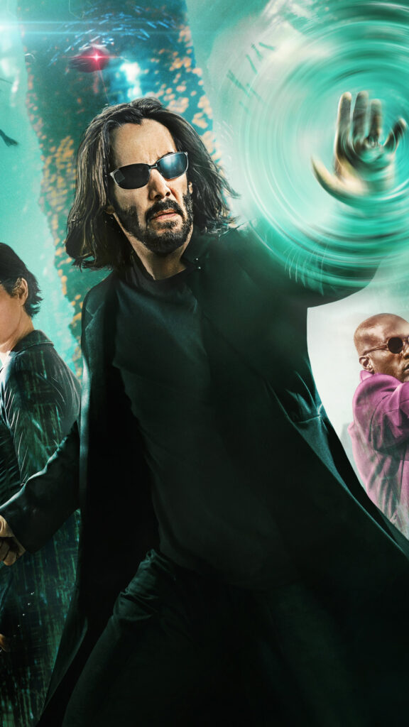 Keanu Reeves as Neo in The Matrix Resurrections Mobile Wallpaper