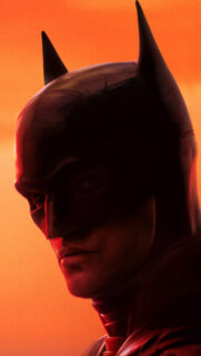 The Batman Close-up Portrait Orange Lighting Phone Wallpaper