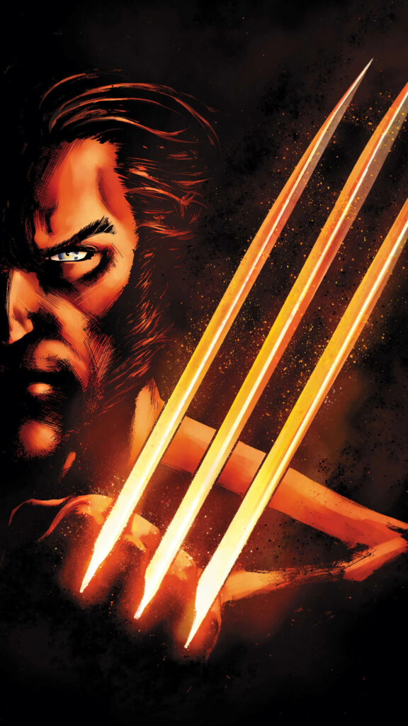 Marvel Wolverine Intense Glowing Claws Portrait Phone Wallpaper