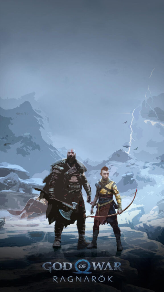Kratos and Atreus Snowy Landscape Mobile Wallpaper