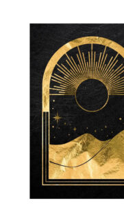 Mystic Gold Sun and Mountains Tarot Aesthetic Spiritual Wallpaper