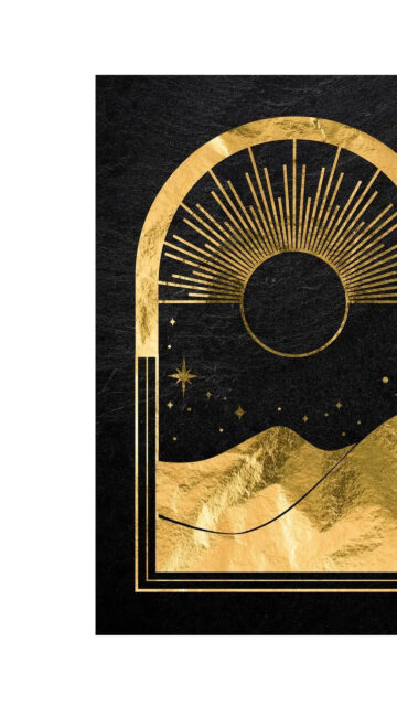 Mystic Gold Sun and Mountains Tarot Aesthetic Spiritual Wallpaper