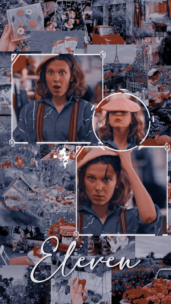 Stranger Things Eleven Aesthetic Blue and Red Mobile Wallpaper