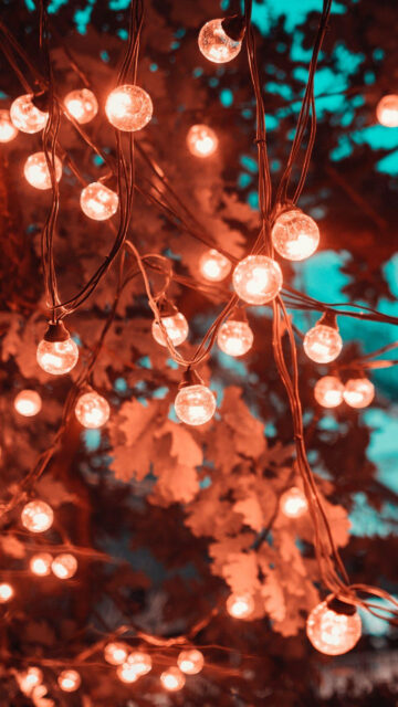 Warm Glowing String Lights Mobile Wallpaper