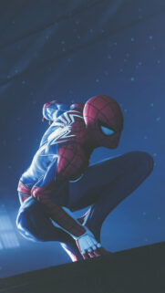 Spider-Man Crouching Pose Mobile Wallpaper