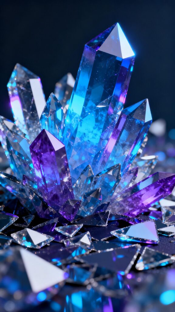 Radiant Amethyst and Blue Quartz Crystal Energy Manifestation Wallpaper