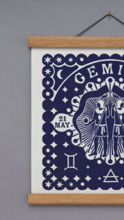 Gemini Zodiac Sign Minimalist Art Blue Aesthetic Wallpaper