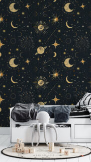 Celestial Constellation and Moon Phase Astrology Aesthetic Wallpaper