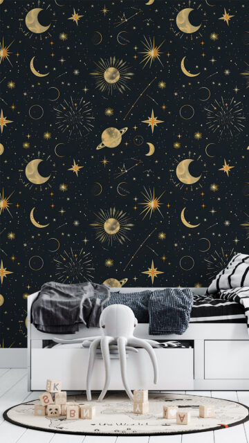 Celestial Constellation and Moon Phase Astrology Aesthetic Wallpaper