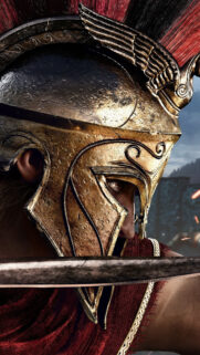 Ancient Spartan Warrior Close-up 4K Mobile Wallpaper