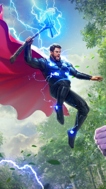Thor wielding Stormbreaker Action 4K Mobile Wallpaper