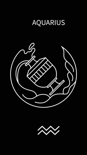 Minimalist Aquarius Zodiac Symbol and Water Bearer Spiritual Aesthetic Wallpaper