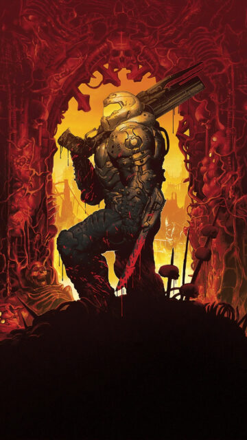 Doom Slayer Bloody Warrior Mobile Wallpaper
