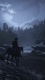 A Lone Rider by the River Mobile Wallpaper
