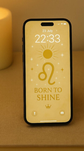 Leo Zodiac Symbol Gold Aesthetics Born to Shine Phone Wallpaper