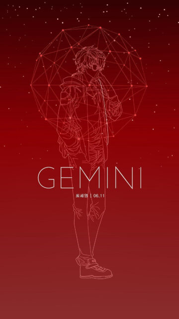 Gemini Zodiac Sign Minimalist Anime Style Aesthetic Phone Wallpaper