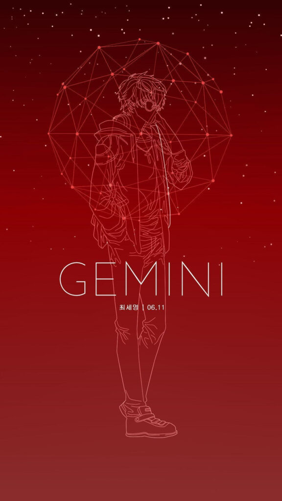 Gemini Zodiac Sign Minimalist Anime Style Aesthetic Phone Wallpaper