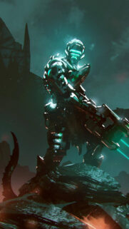 Sci-Fi Soldier Neon Armor Mobile Wallpaper