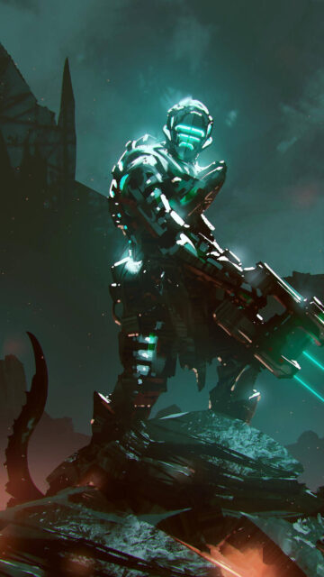 Sci-Fi Soldier Neon Armor Mobile Wallpaper