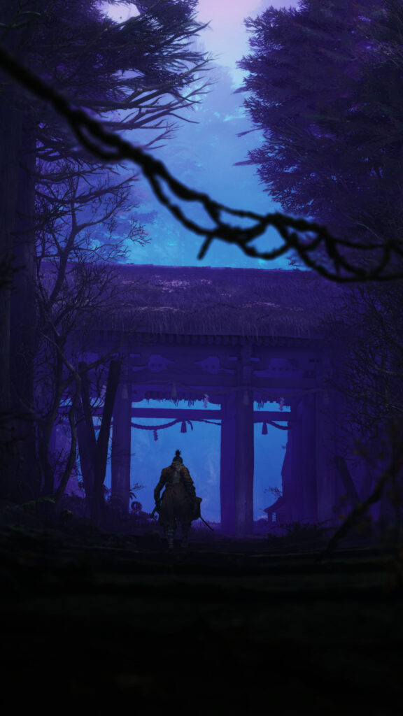 Sekiro Samurai Entering Shrine Gate Mobile Wallpaper