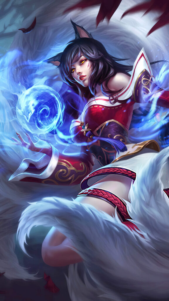 Ahri League of Legends Fantasy Art Mobile Wallpaper