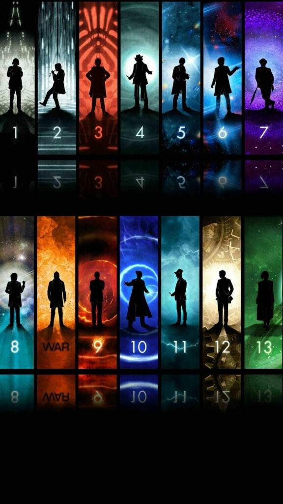 Doctor Who Time Lord Regeneration Silhouettes Mobile Wallpaper