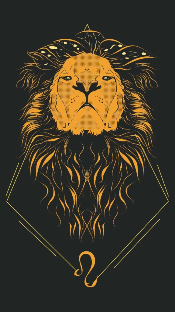 Majestic Leo Gold Zodiac Sign Aesthetic Phone Wallpaper