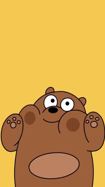 Grizzly Bear Cartoon Minimalist Mobile Wallpaper