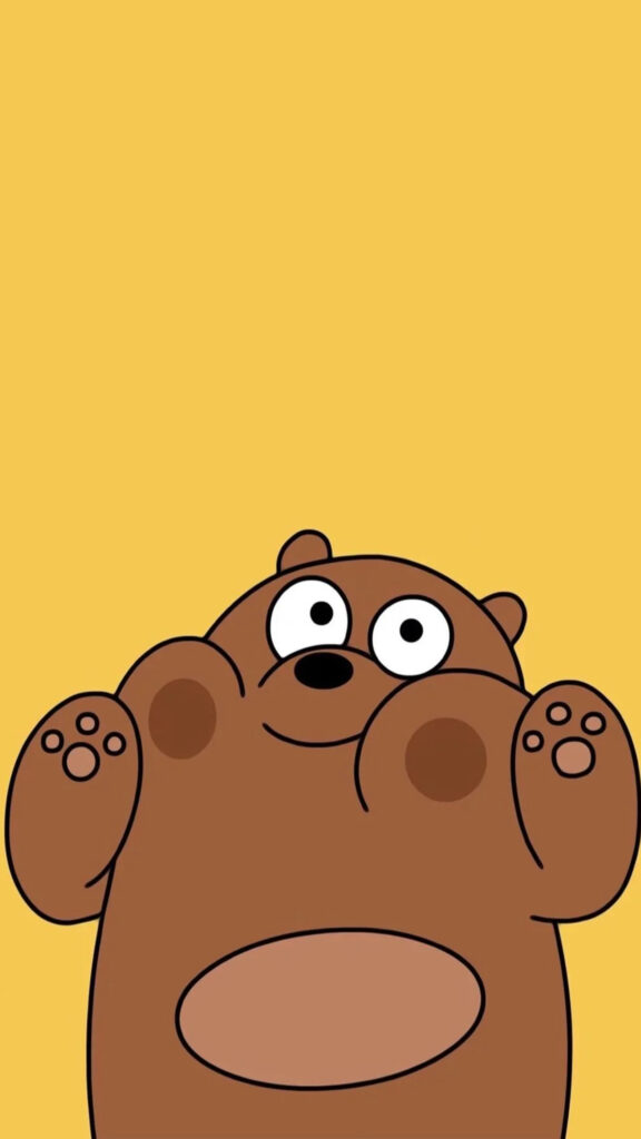Grizzly Bear Cartoon Minimalist Mobile Wallpaper