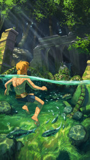 Link Exploring Underwater Ruins Mobile Wallpaper