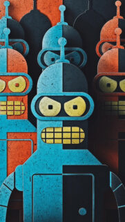 Stylized Robot Art Paper-Cut Style Mobile Wallpaper