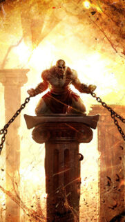 Spartan Warrior on Pillar Mobile Wallpaper