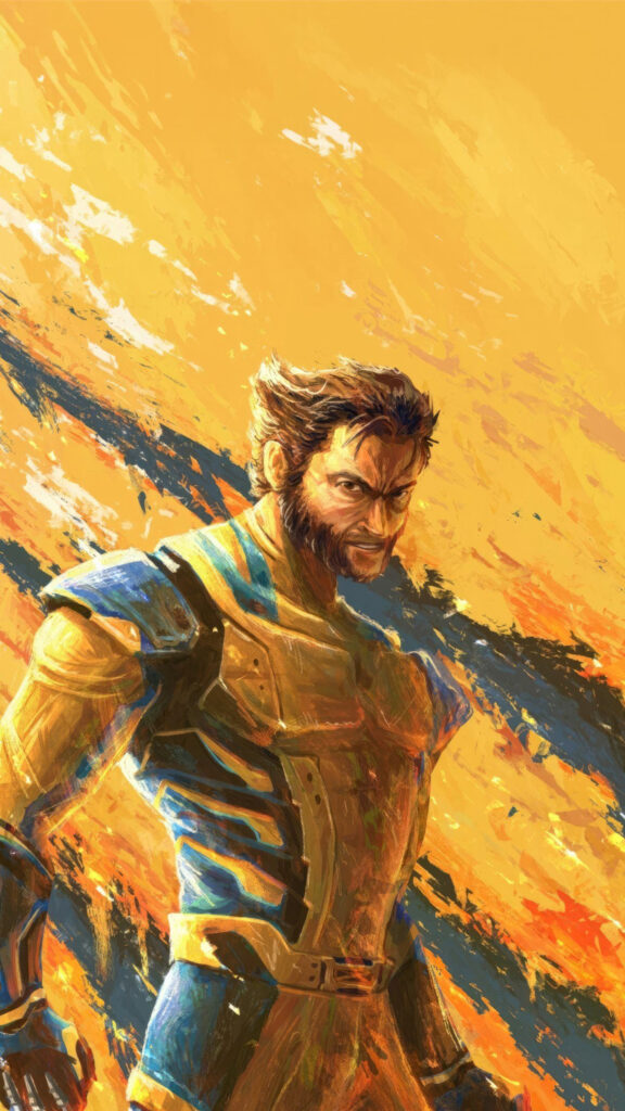 Digital Art Wolverine Superhero Action Portrait Mobile Wallpaper