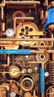 Steampunk Mechanical Gears and Pipes 4K Mobile Wallpaper