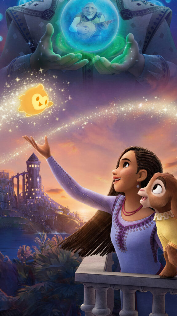 Disney Wish Asha and Star Cinematic Illustration Mobile Wallpaper