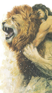 Samson Wrestling the Lion Classic Art Mobile Wallpaper