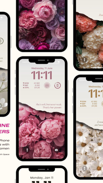 Aesthetic Floral Affirmation and Feminine Energy Phone Wallpaper