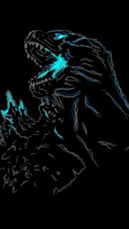 Minimalist Glowing Kaiju Art Mobile Wallpaper