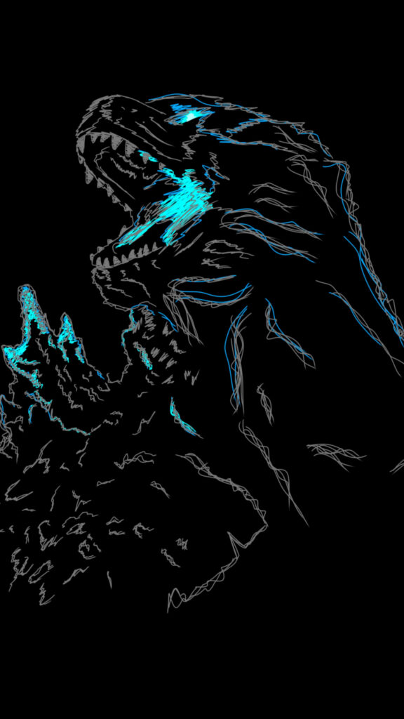 Minimalist Glowing Kaiju Art Mobile Wallpaper