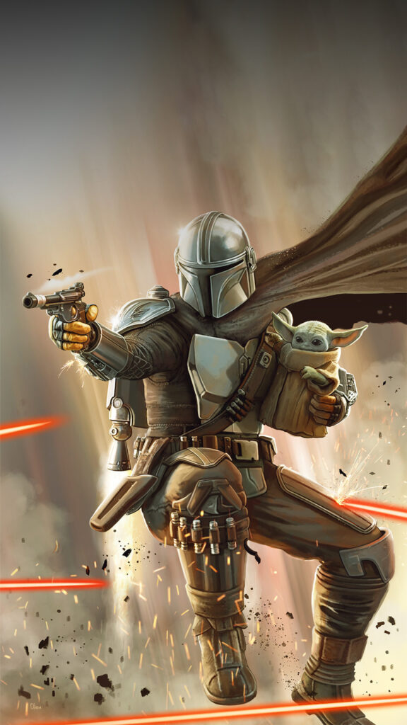 The Mandalorian and Grogu Action Combat Mobile Wallpaper