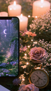 Moonlit Forest Crystal Energy and Manifestation Spiritual Wallpaper