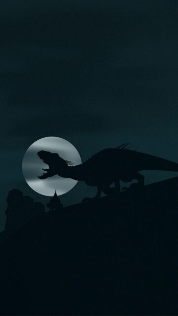 Indominus Rex Silhouette Night Sky Minimalist Mobile Wallpaper